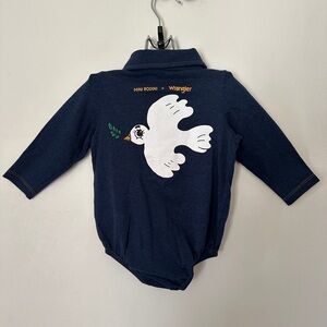 Mini Rodini x Wrangler Blue Peace Dove Bodysuit